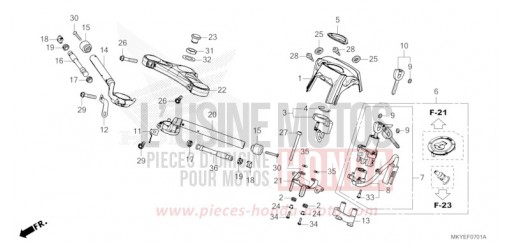 HANDLE PIPE/TOP BRIDGE (CBR650RA/CBR650RAC) CBR650RAR de 2024